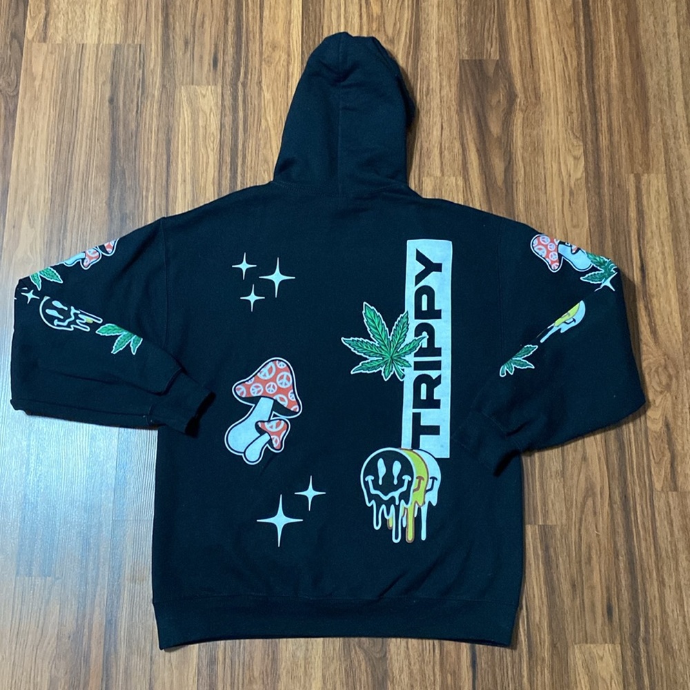 Trippy Mood Hoodie Black Size Medium